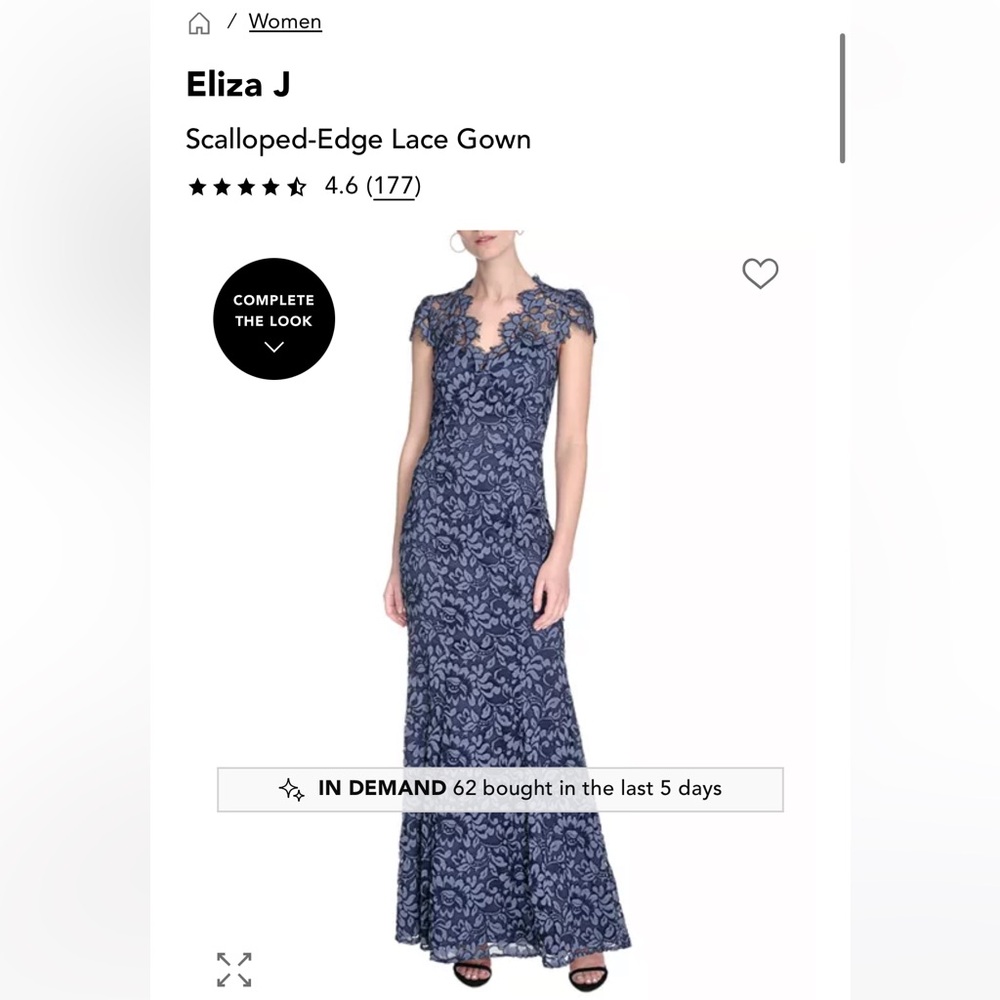 Eliza J Scalloped-Edge Blue Lace Maxi Dress
